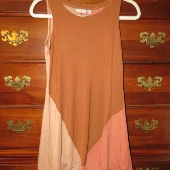 NEW NWOT LOGO Layers Lori Goldstein Color Block Knit Tank Tunic Top Sienna XXS - Picture 1 of 16